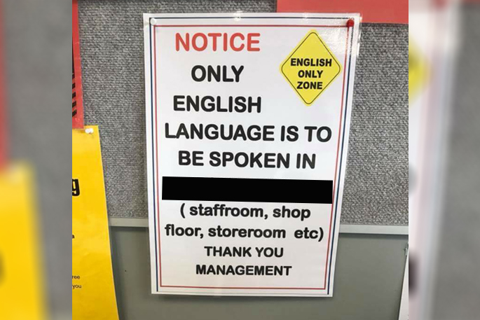 SunLive - ‘English only’ sign causes outrage - The Bay's News First