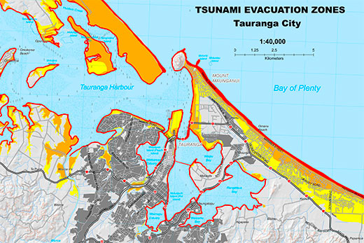 Tsunami evacuation zones mount maunganui
